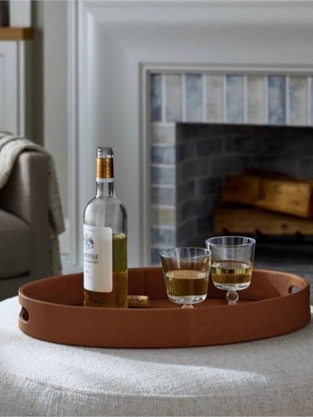 Faux Leather Shagreen Oval Serving Tray - Threshold designed with Studio McGee